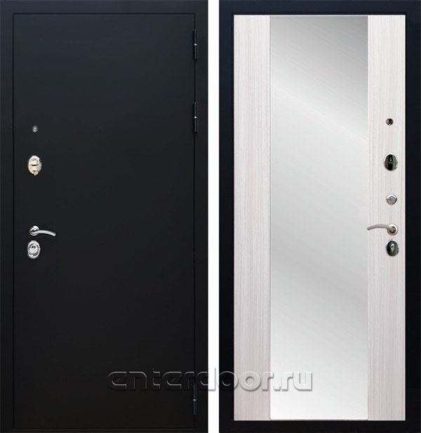 Входная дверь Армада Престиж СБ-16 с зеркалом (Чёрный муар / Сандал белый) - фото 62423