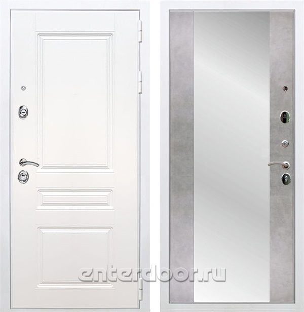 Входная металлическая дверь Армада Премиум Н с зеркалом СБ-16 (Белый / Бетон светлый)