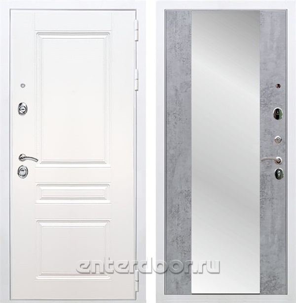 Входная металлическая дверь Армада Премиум Н с зеркалом СБ-16 (Белый / Бетон темный)