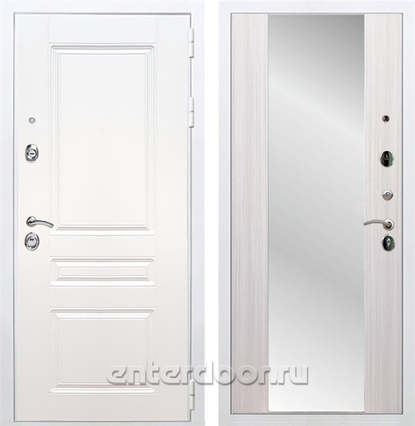 Входная металлическая дверь Армада Премиум Н с зеркалом СБ-16 (Белый / Сандал белый)