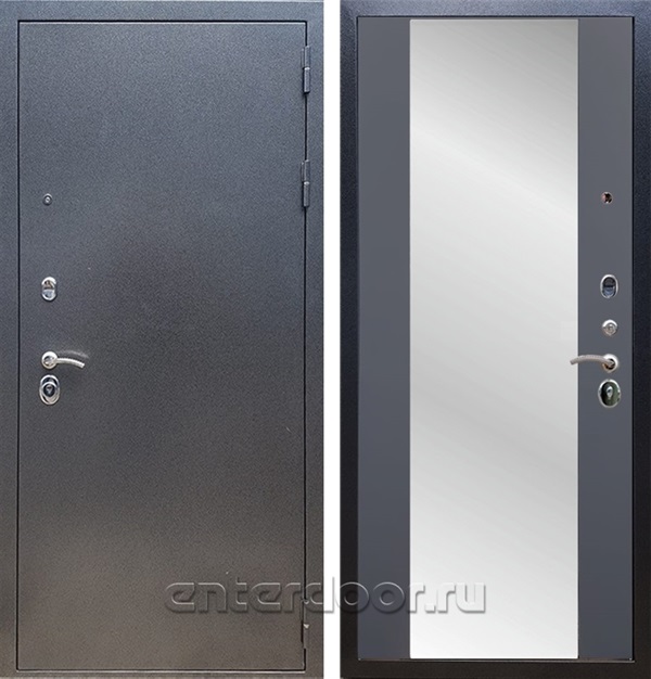 Входная дверь Армада Оптима с зеркалом СБ-16 (Антик серебро / Графит софт) - фото 62671