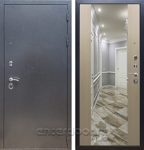 Входная дверь Армада Оптима с зеркалом СБ-16 (Антик серебро / Дуб беленый) - фото 62700