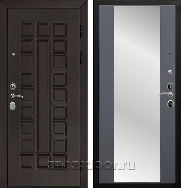 Входная металлическая дверь Армада Сенатор Cisa с зеркалом СБ-16 (Венге / Графит софт)