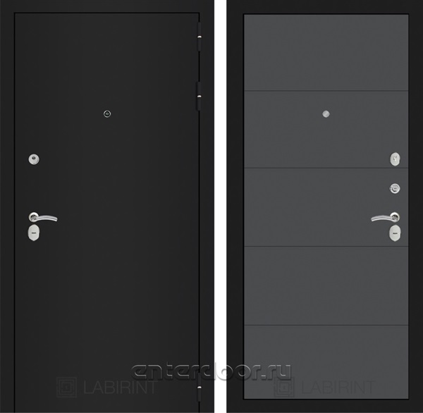 Входная металлическая дверь Лабиринт Классик 13 (Шагрень черная / Графит софт)