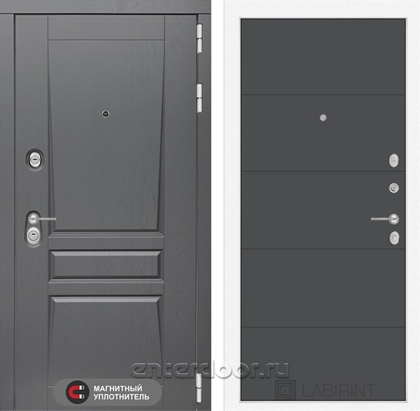 Входная металлическая дверь Лабиринт Платинум 13 (Альберо Грей / Графит софт)