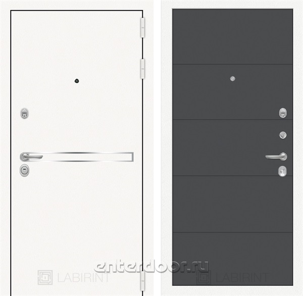 Входная металлическая дверь Лабиринт Line White 13 (Шагрень белая / Графит софт)