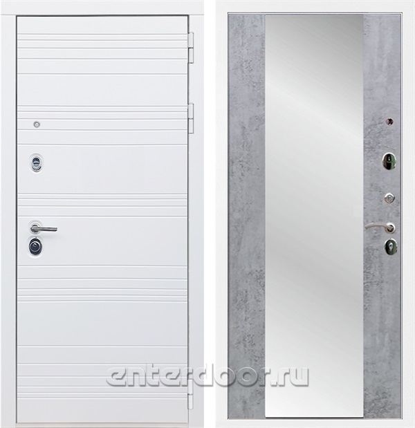 Входная дверь Армада Италия зеркало СБ-16 (Белый матовый / Бетон темный) - фото 63171