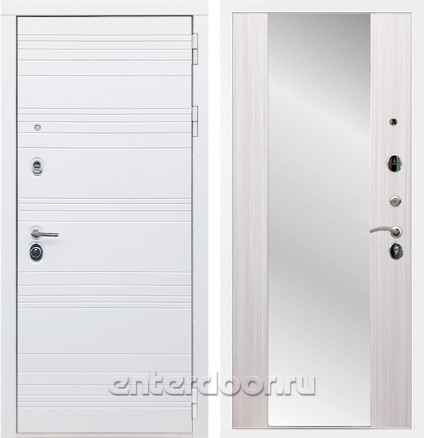 Входная дверь Армада Италия зеркало СБ-16 (Белый матовый / Сандал белый) - фото 63180