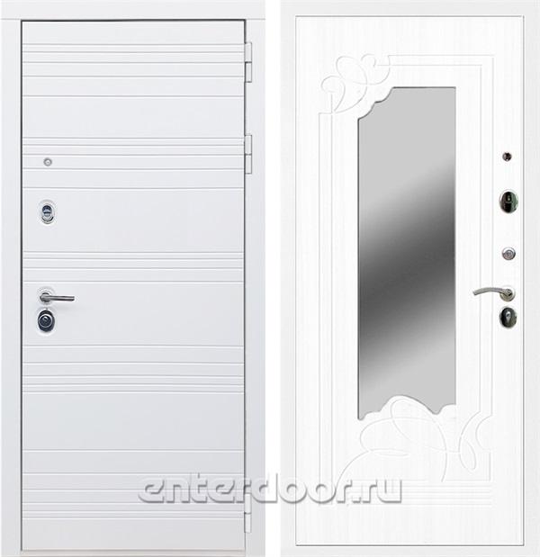 Входная дверь Армада Италия зеркало ФЛЗ-147 (Белый матовый / Белый ясень) - фото 63212