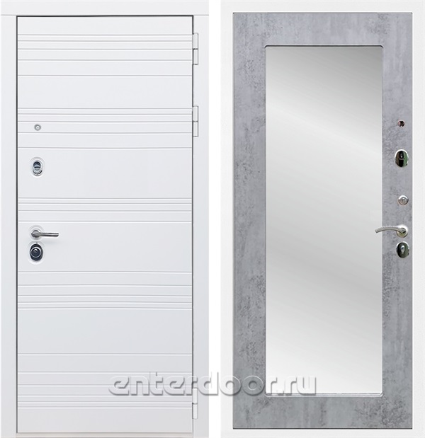 Входная дверь Армада Италия зеркало Пастораль (Белый матовый / Бетон тёмный) - фото 63220