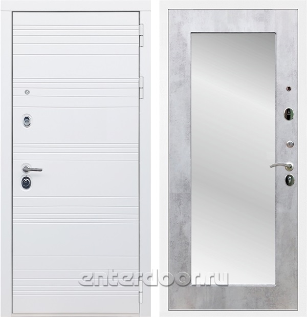 Входная дверь Армада Италия зеркало Пастораль (Белый матовый / Бетон светлый) - фото 63221