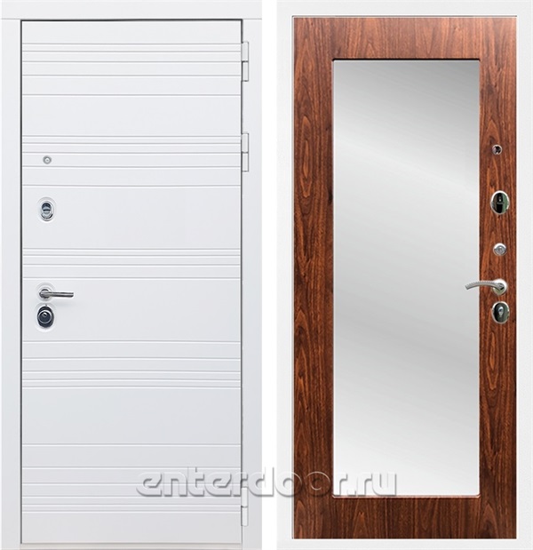 Входная дверь Армада Италия зеркало Пастораль (Белый матовый / Берёза морёная) - фото 63223
