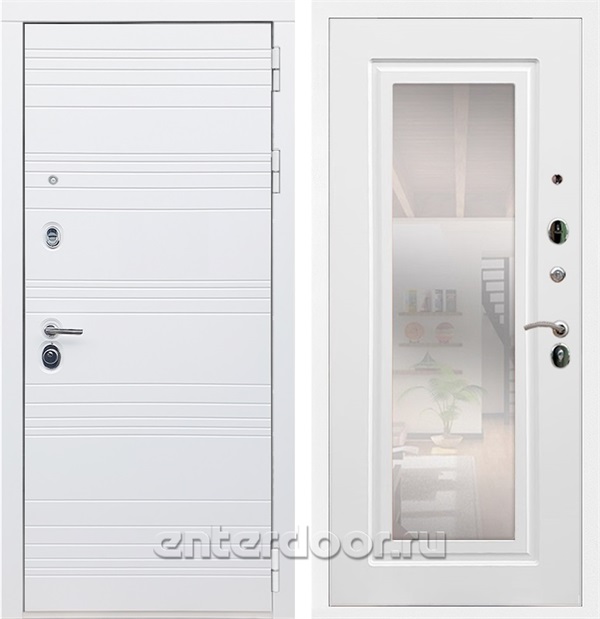 Входная дверь Армада Италия зеркало ФЛЗ-120 (Белый матовый / Белый матовый) - фото 63231
