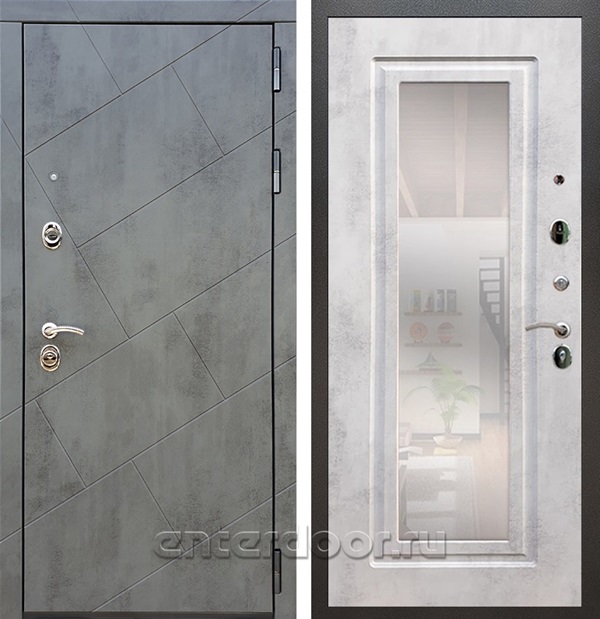 Входная дверь Армада Нова с зеркалом ФЛЗ-120 (Бетон тёмный / Бетон светлый) - фото 63803