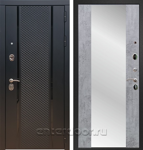 Входная дверь Армада Престиж ФЛС-500 с зеркалом СБ-16 (Чёрный кварц / Бетон темный) - фото 63837