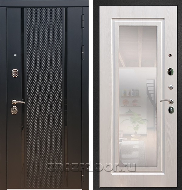 Входная дверь Армада Престиж ФЛС-500 с зеркалом ФЛЗ-120 (Чёрный кварц / Лиственница беж) - фото 63874