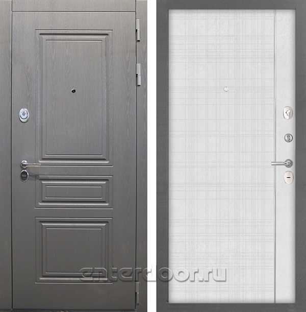 Входная стальная дверь Интекрон Брайтон В-07 (Дуб вуд графит / Лофт белый)