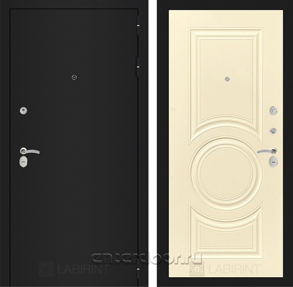 Входная металлическая дверь Лабиринт Классик 23 (Шагрень черная / Шампань софт)