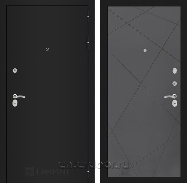 Входная металлическая дверь Лабиринт Классик 24 (Шагрень черная / Графит софт)
