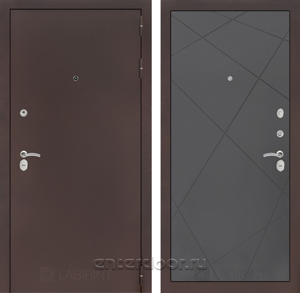 Входная металлическая дверь Лабиринт Классик 24 (Антик медный / Графит софт)
