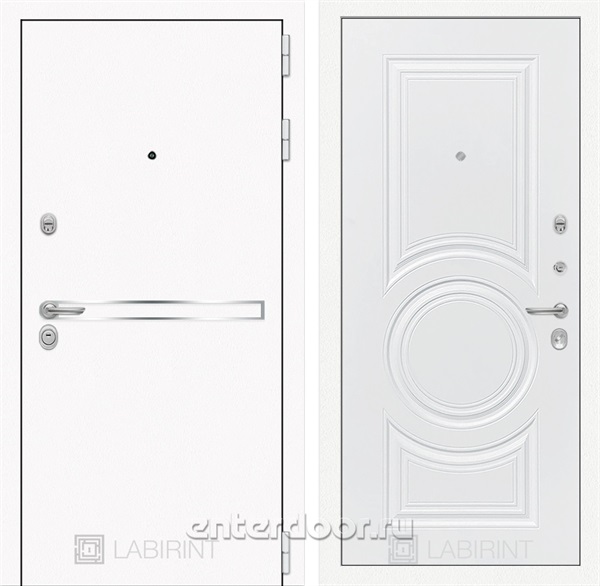 Входная металлическая дверь Лабиринт Line White 23 (Шагрень белая / Белый софт)