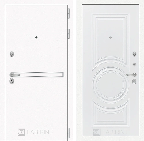 Входная металлическая дверь Лабиринт Line White 23 (Шагрень белая / Белый софт)