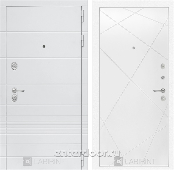 Входная металлическая дверь Лабиринт Трендо 24 (Белый камень / Белый софт)