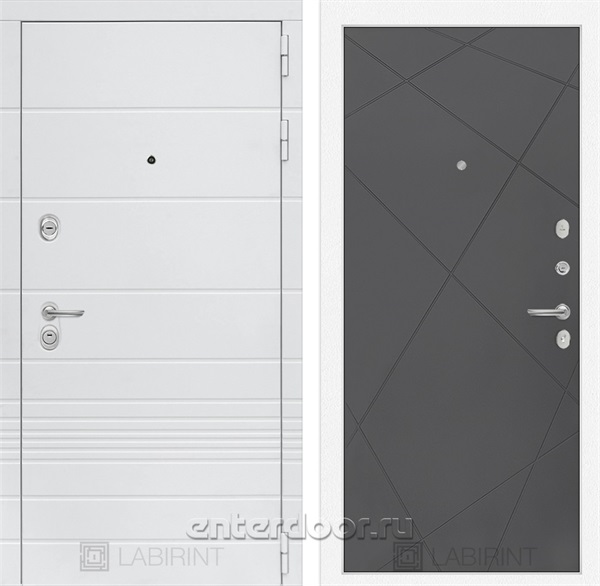 Входная металлическая дверь Лабиринт Трендо 24 (Белый камень / Графит софт)