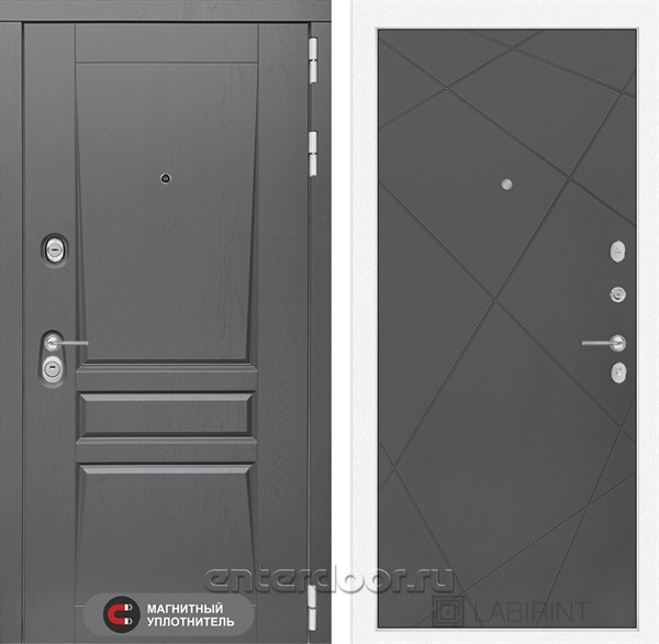 Входная металлическая дверь Лабиринт Платинум 24 (Альберо Грей / Графит софт)