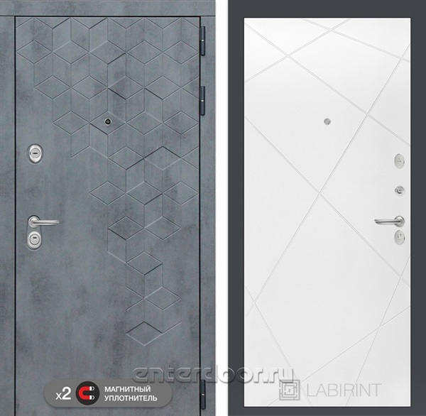 Входная металлическая дверь Лабиринт Бетон 24 (Бетон песочный / Белый софт)