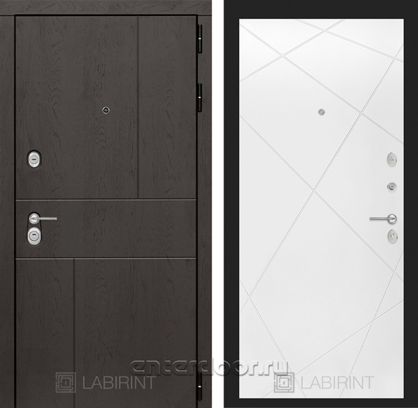 Входная металлическая дверь Лабиринт Урбан 24 (Дуб горький шоколад / Белый софт)