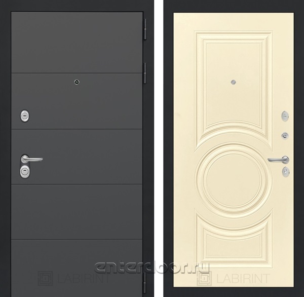 Входная металлическая дверь Лабиринт Арт 23 (Графит софт / Шампань софт)