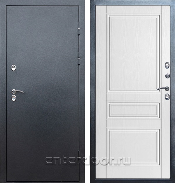 Входная дверь с терморазрывом Снегирь 3К Классика (Серебро / Белое дерево)