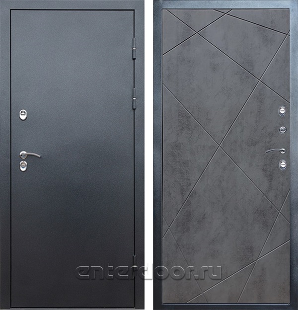 Входная дверь с терморазрывом Снегирь 3К Лучи (Серебро / Бетон темный)