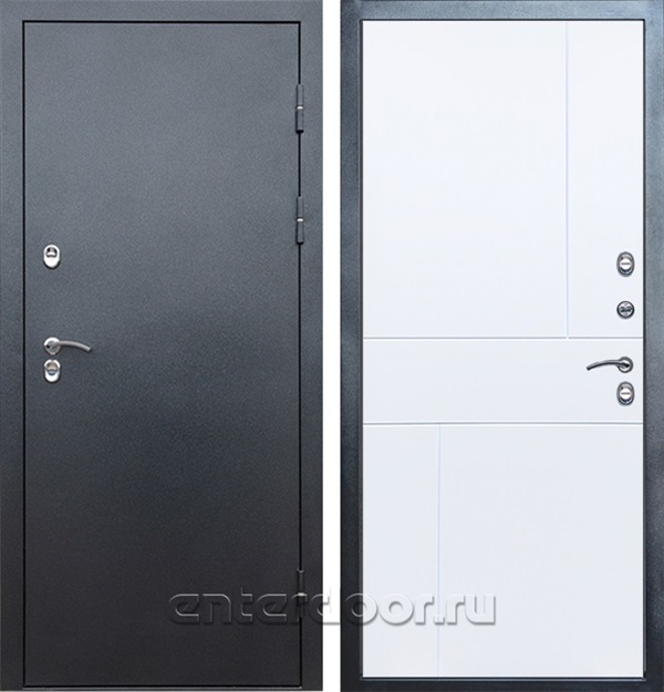 Входная дверь с терморазрывом Снегирь 3К Горизонт (Серебро / Белый матовый)