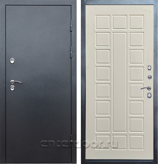 Входная дверь с терморазрывом Снегирь 3К Престиж (Серебро / Бежевый матовый)