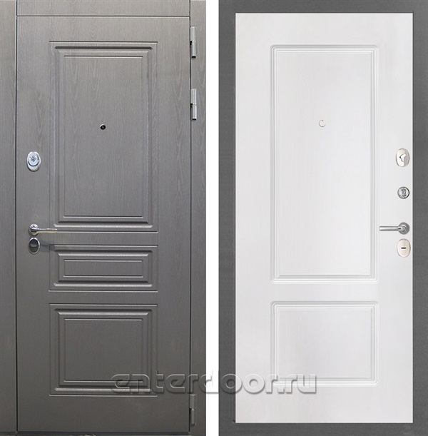 Входная стальная дверь Интекрон Брайтон КВ-2 (Дуб вуд графит / Белый матовый)