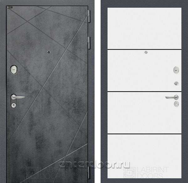 Входная металлическая дверь Лабиринт Лофт 25 (Бетон темный / Белый софт)