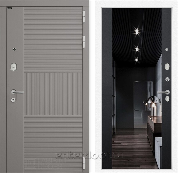 Входная металлическая дверь Лабиринт Formo с зеркалом Максимум (Шато Латте / Черный кварц)