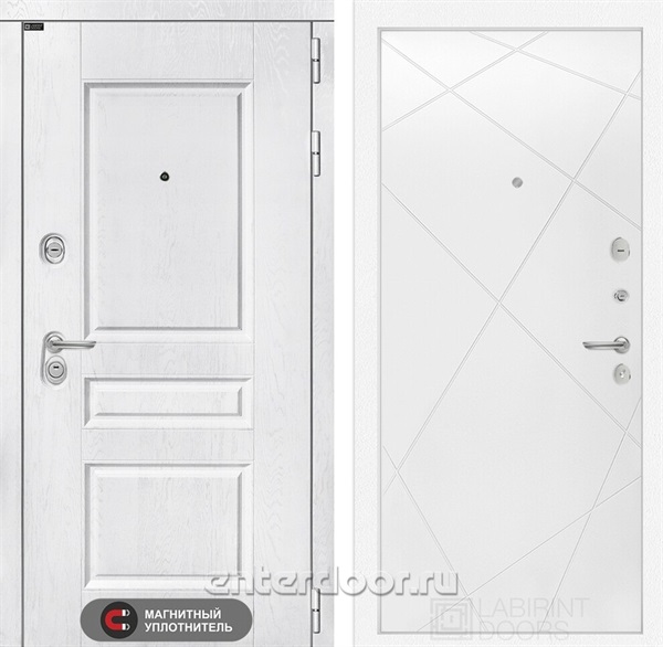 Входная металлическая дверь Лабиринт Versal 24 (Альберо браш / Белый софт)