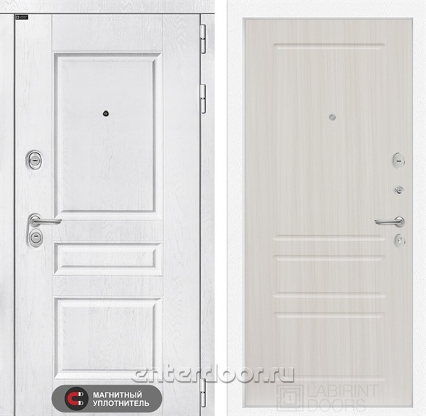 Входная металлическая дверь Лабиринт Versal 03 (Альберо браш / Сандал белый)