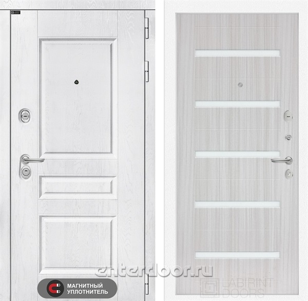 Входная металлическая дверь Лабиринт Versal 01 (Альберо браш / Сандал белый)