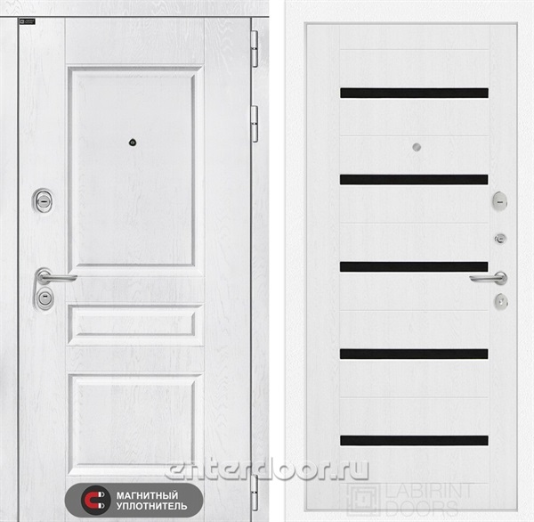 Входная металлическая дверь Лабиринт Versal 01 (Альберо браш / Белое дерево)