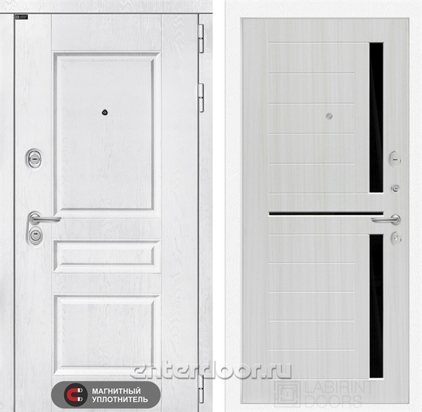Входная металлическая дверь Лабиринт Versal 02 (Альберо браш / Сандал белый)