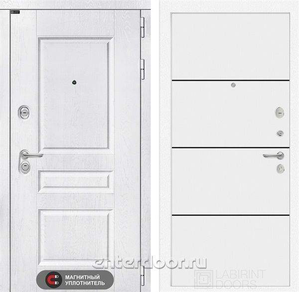 Входная металлическая дверь Лабиринт Versal 25 (Альберо браш / Белый софт)