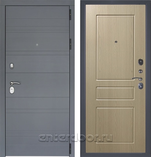 Входная металлическая дверь Лира 3К К2 (Графит софт / Беленый дуб)