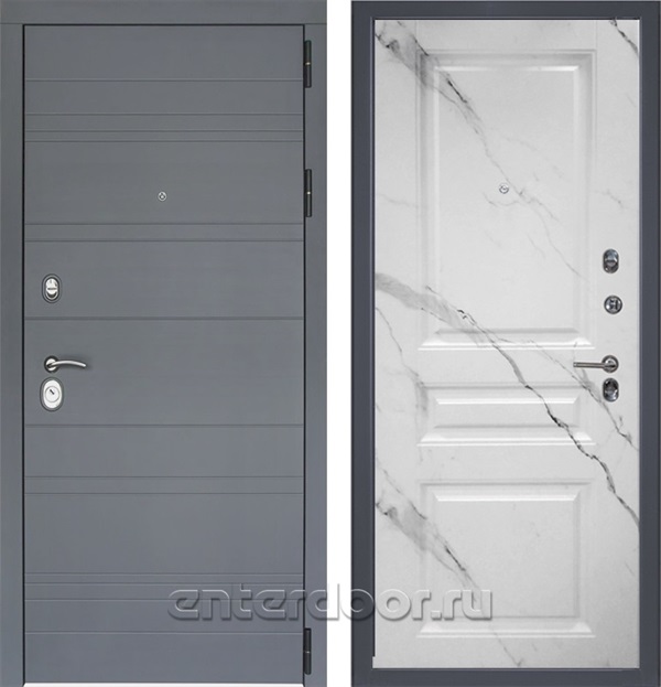 Входная металлическая дверь Лира 3К Стокгольм (Графит софт / Мрамори)