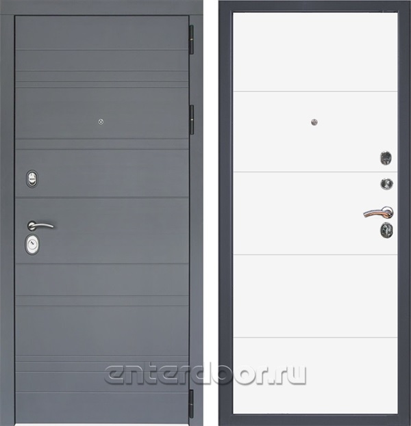 Входная металлическая дверь Лира 3К Тривия (Графит софт / Эмаль белая)