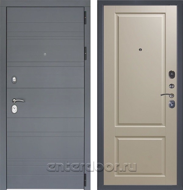 Входная металлическая дверь Лира 3К Доррен (Графит софт / Эмаль слоновая кость)