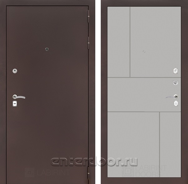 Входная металлическая дверь Лабиринт Классик 21 (Антик медный / Грей софт)